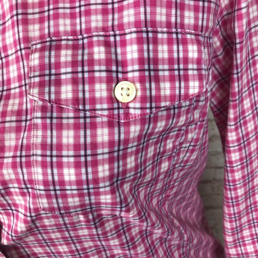 Banana Republic, Pink Plaid Button Up Sz XS - Picture 5 of 10